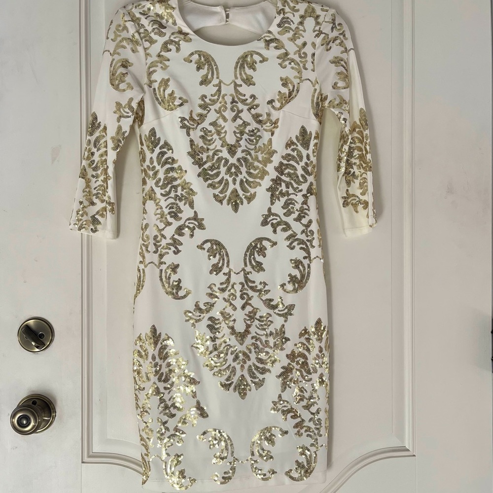 New B. DARLIN gold sequin embellished dress - Picture 7 of 7